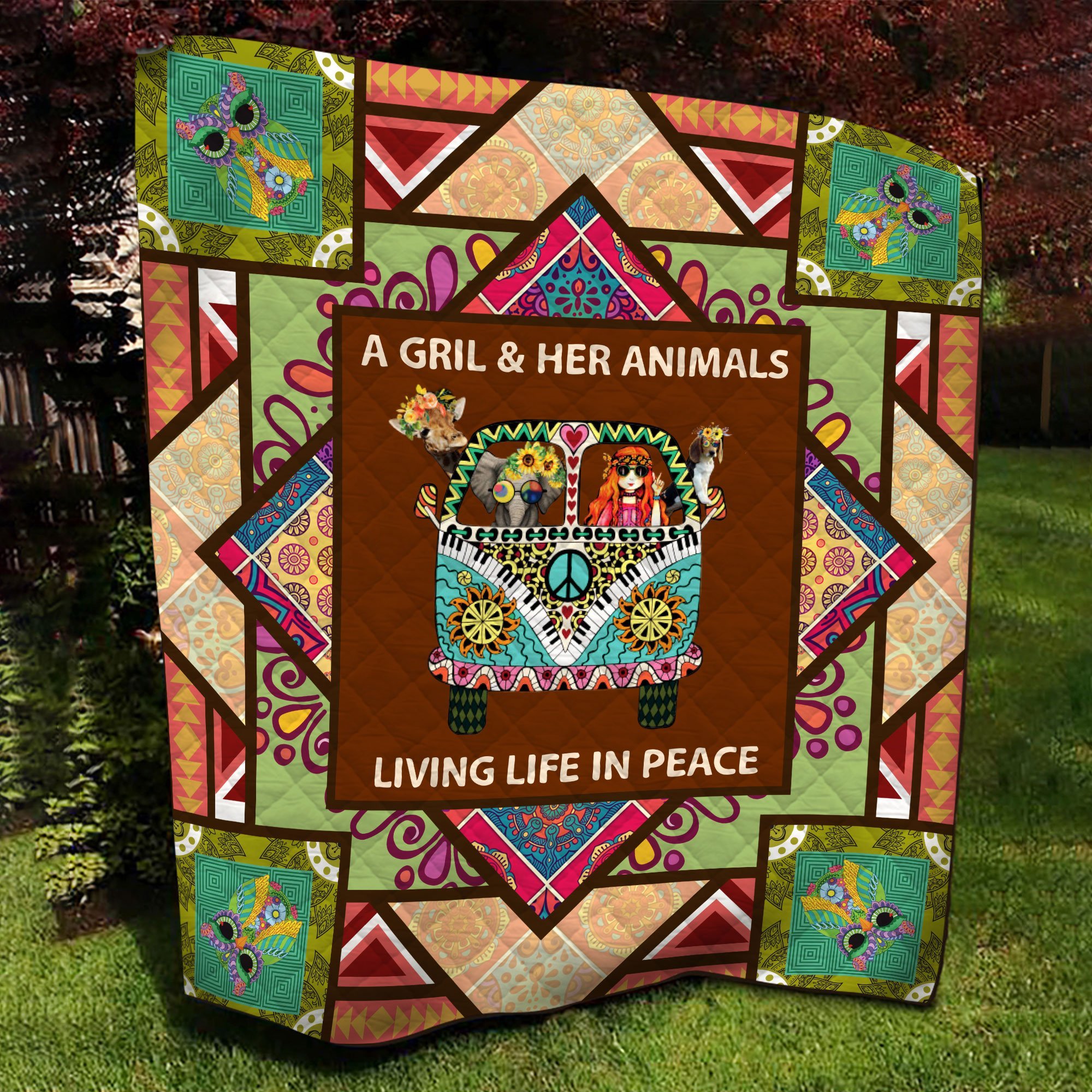 Girl And Elephant Living In Peace Quilt