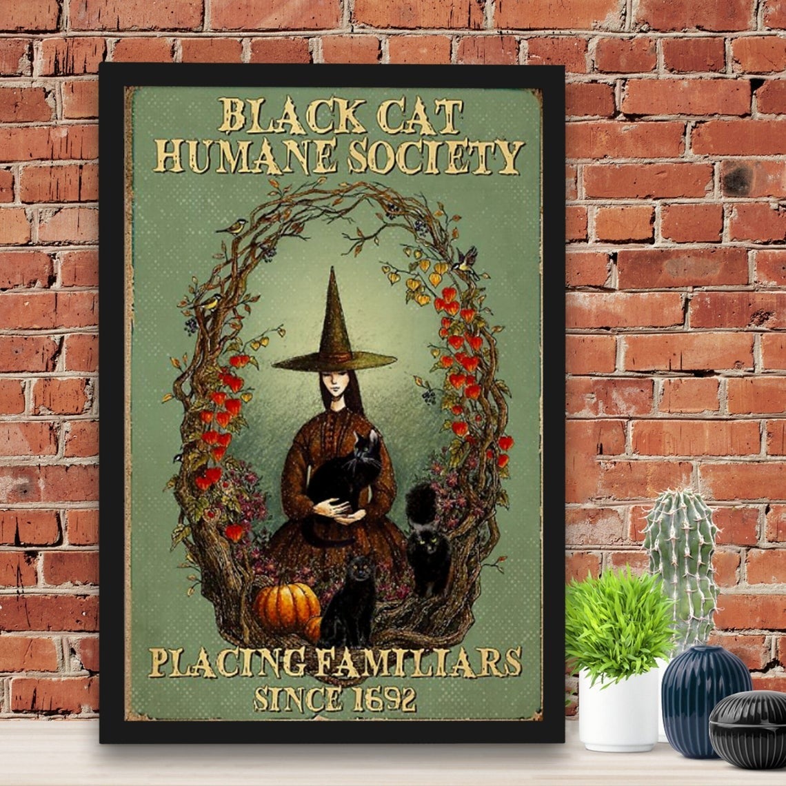 Black Cat Human Society Placing Familiars Halloween Witch Canvas And Poster, Canvas Wall Art, My Poster Wall, Happy Halloween, Halloween Decoration