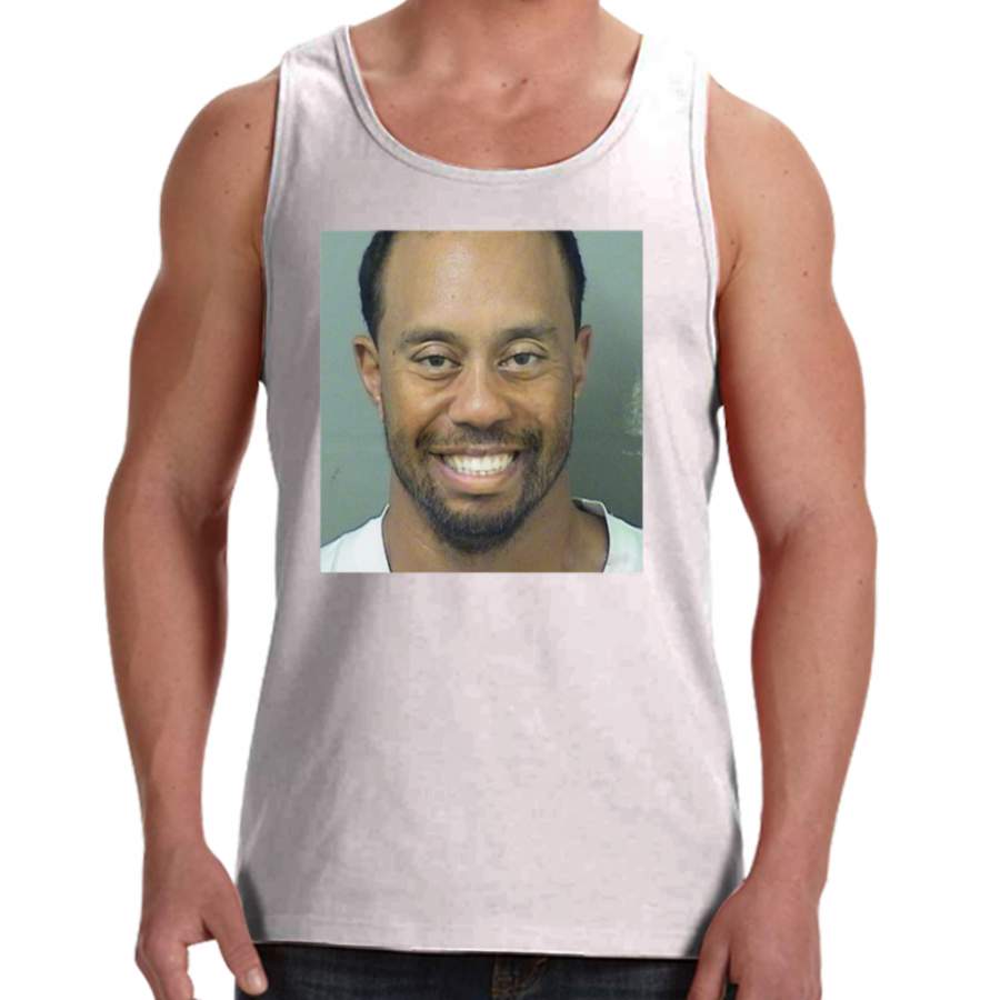 Tiger Woods Mugshot T-shirt Smile Men’s Tank Tops