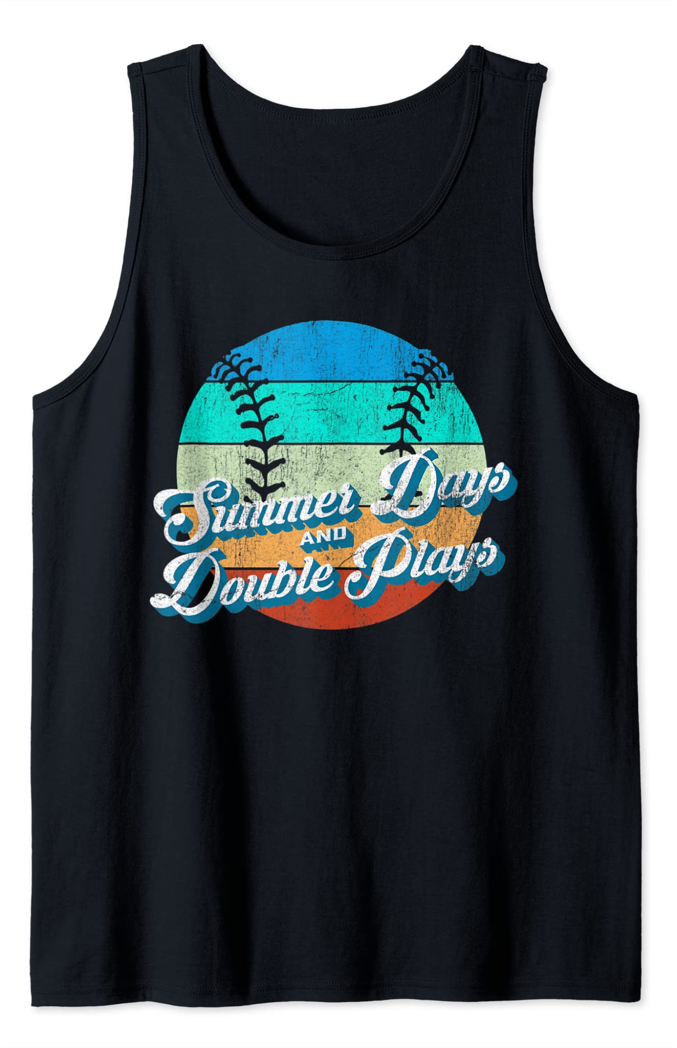 70s Style Retro Baseball Summer Days and Double Plays Tshirt Tank Top