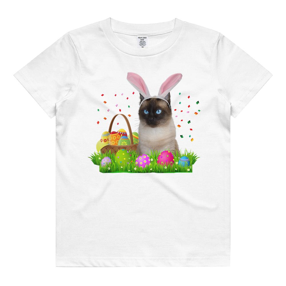 Bunny Siamese Cat Funny Easter Siamese Cat Lover Gifts Kids T Shirt