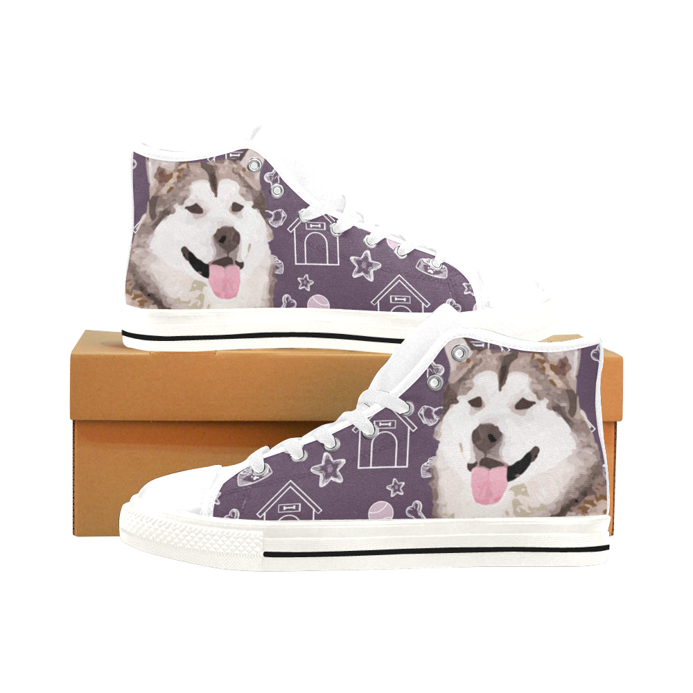 Alaskan Malamute White Men’s Classic High Top Canvas Shoes /Large Size