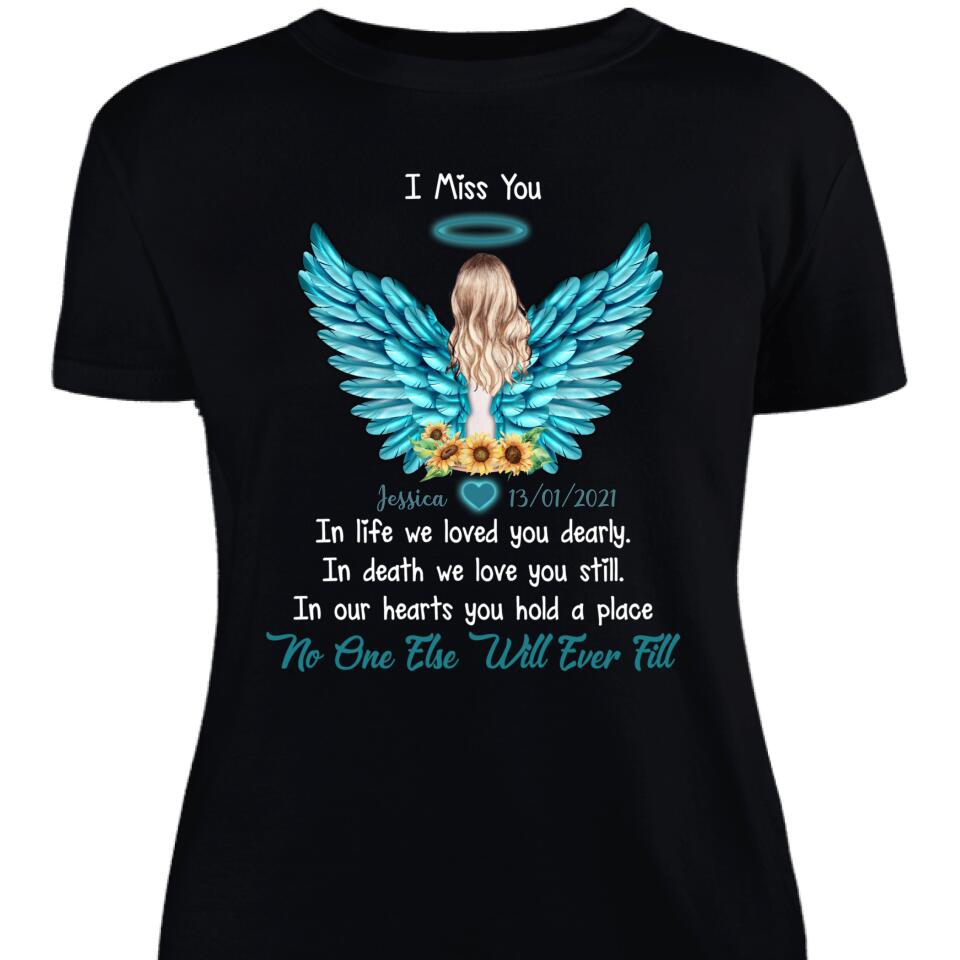 The Lost Of Someone We Love Customized Character Flower Wings Memorial Women Shirt – Trending Personalized