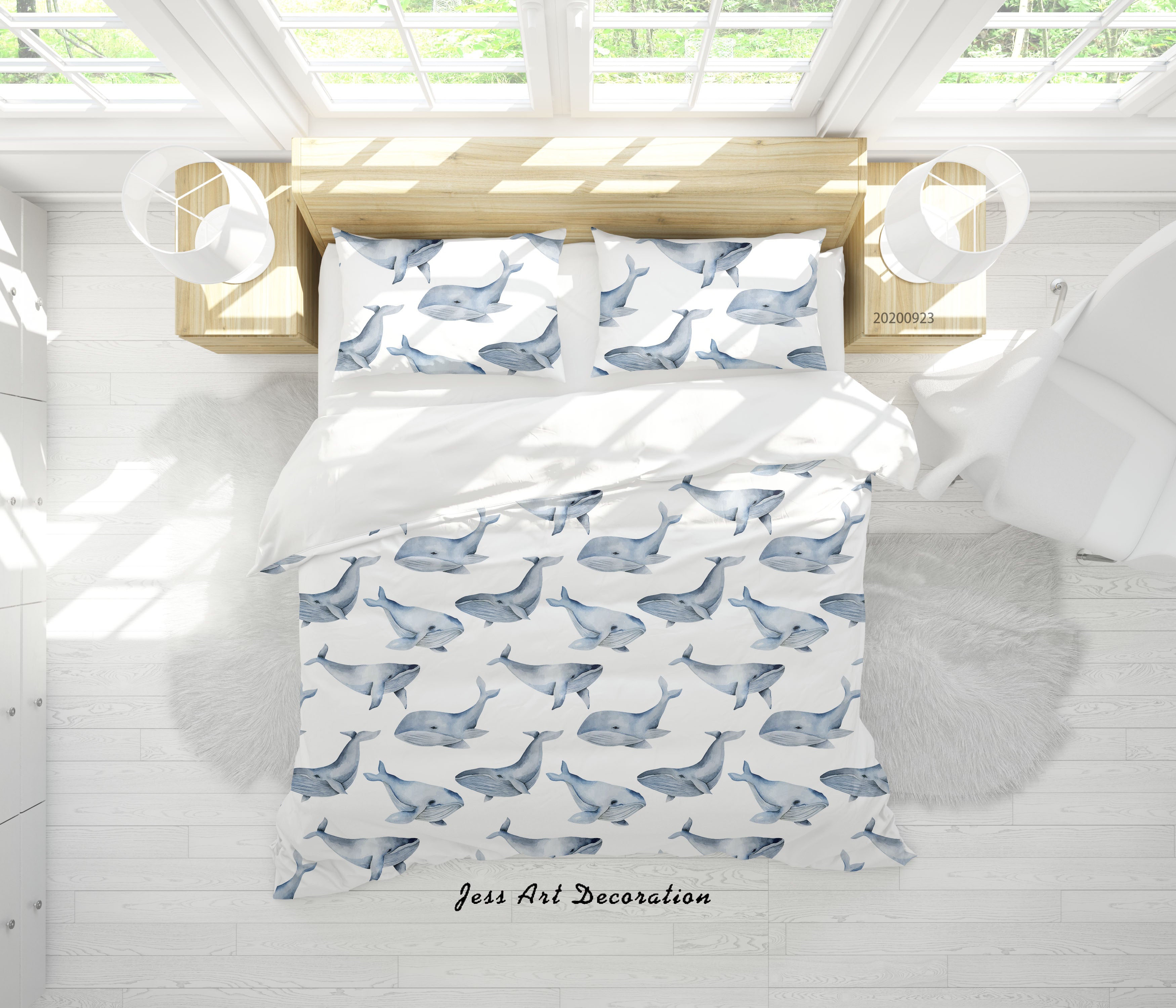 3D Cute Sea Animals Whale Pattern Quilt Cover Set Bedding Set Duvet Cover Pillowcases Wj 6374