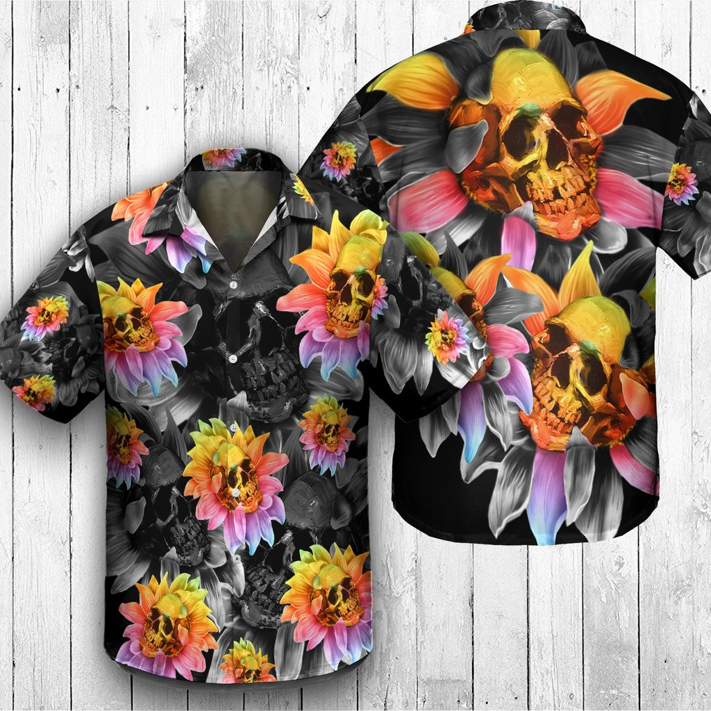 Rainbow Sunflower Skull Hawaii Shirt Unisex Adult Ha8101