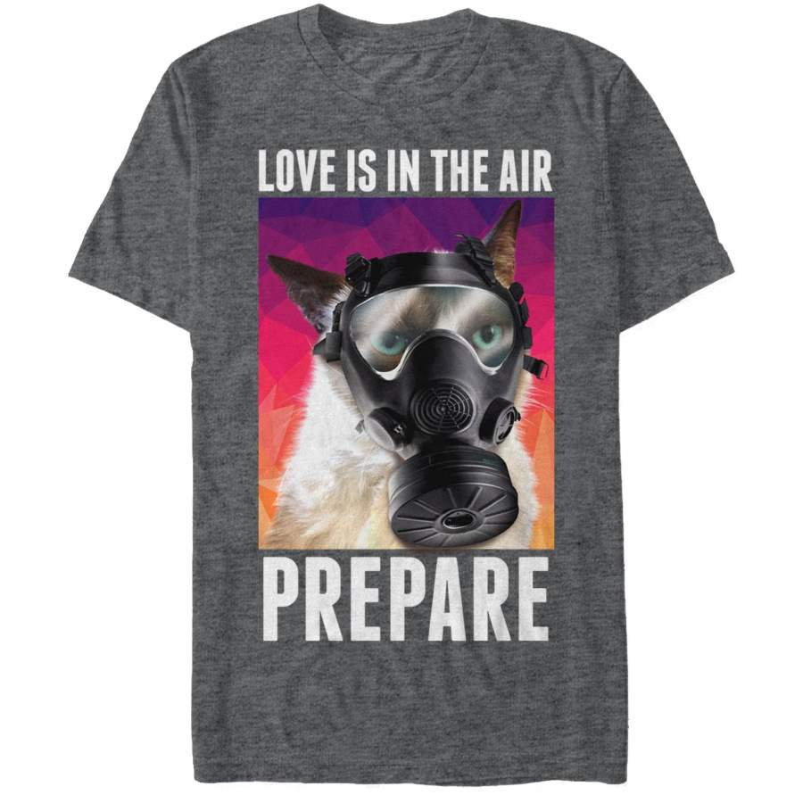 Grumpy Cat Men’s Valentine’s Love in the Air Gas Mask T-Shirt