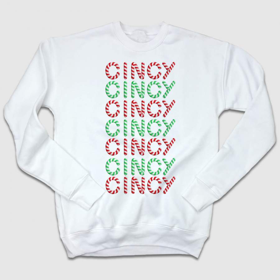 Cincy Candy Cane Ugly Christmas Sweatshirt