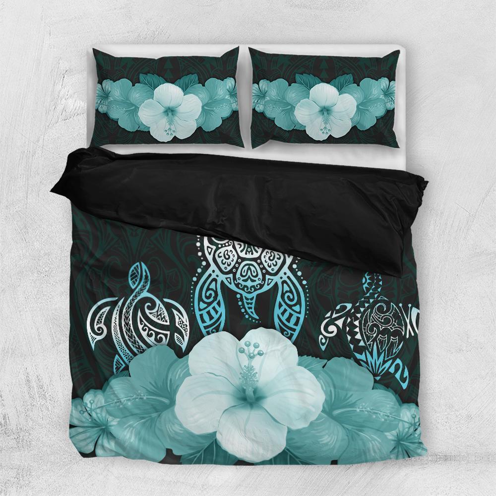 Three turtle polynesian hibiscus Bedding Set All Over Printed