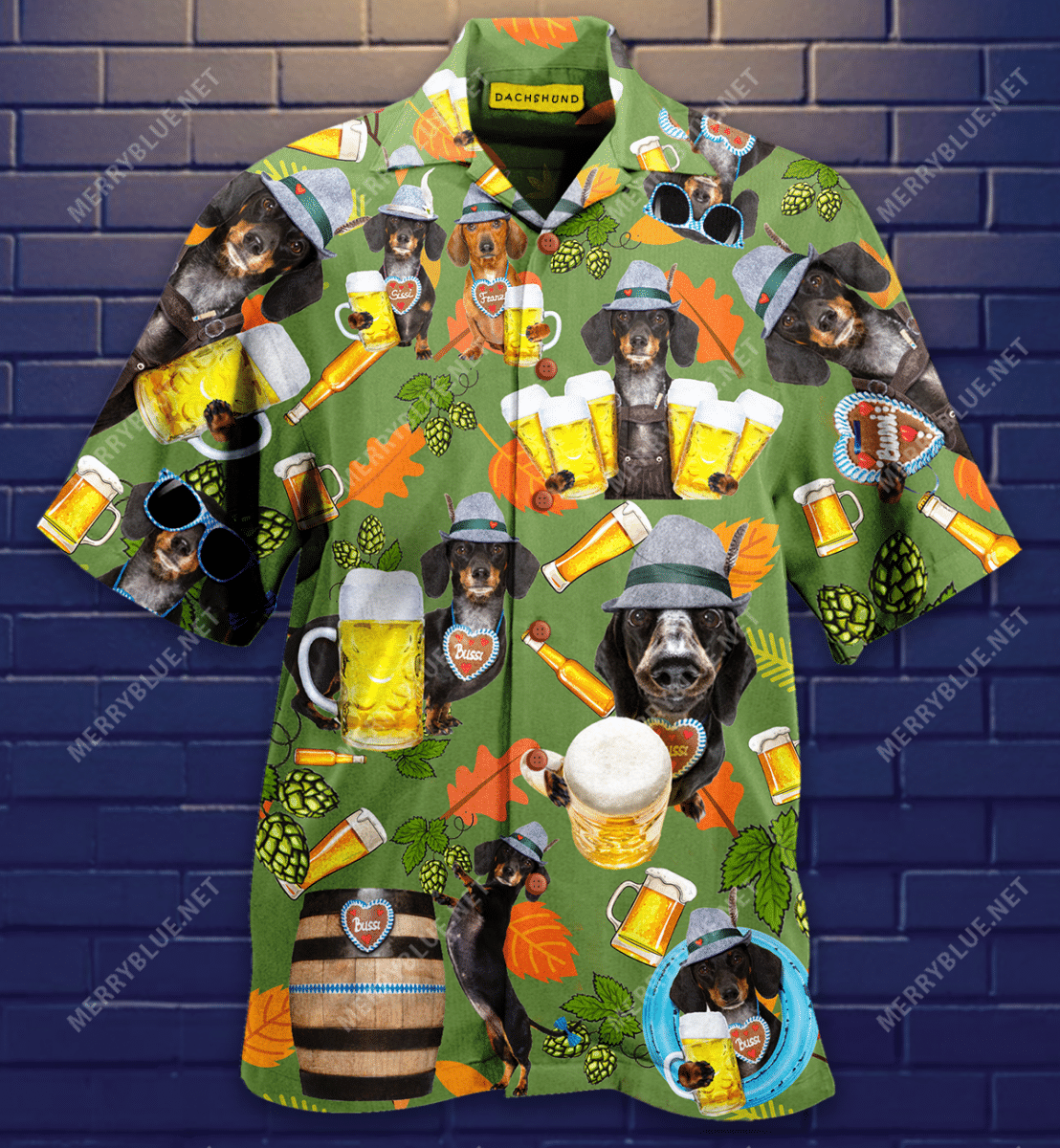 Dachshund Drinking Beer Hawaiian Shirt