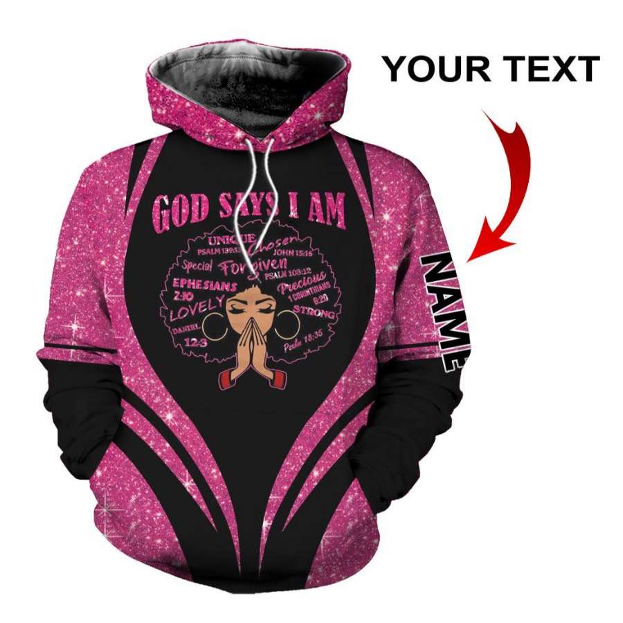 Pink Girl God Says I Am Personalized Unisex Hoodie