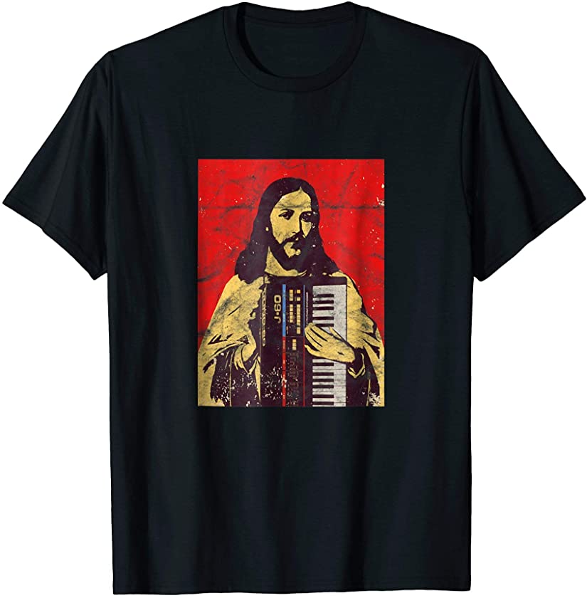 Vintage Holy Synthesizer Analog – Jesus Synth Nerd T-Shirt