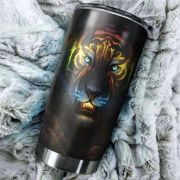 Tiger Neon Galaxy Stainless Steel Skinny Tumbler Bulk, Double Wall Vacuum Slim Water Tumbler Cup With Lid, Reusable Metal Travel Coffee Mug