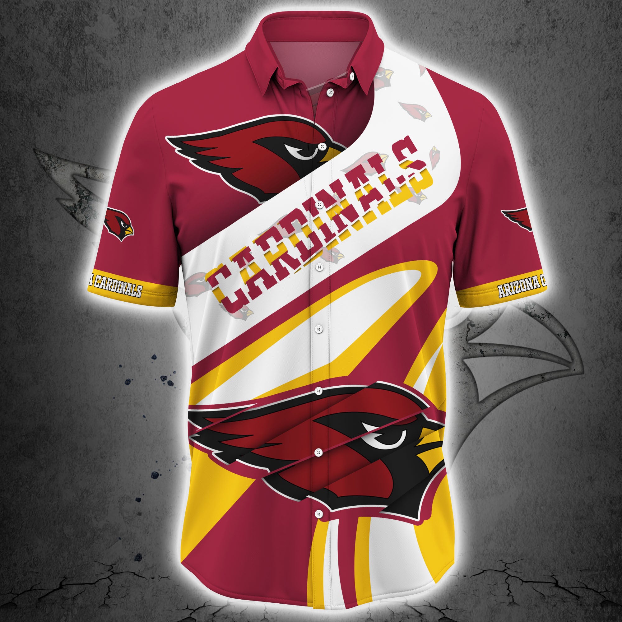 Arizona Cardinals Button Up Shirt Short Sleeve Big Logo