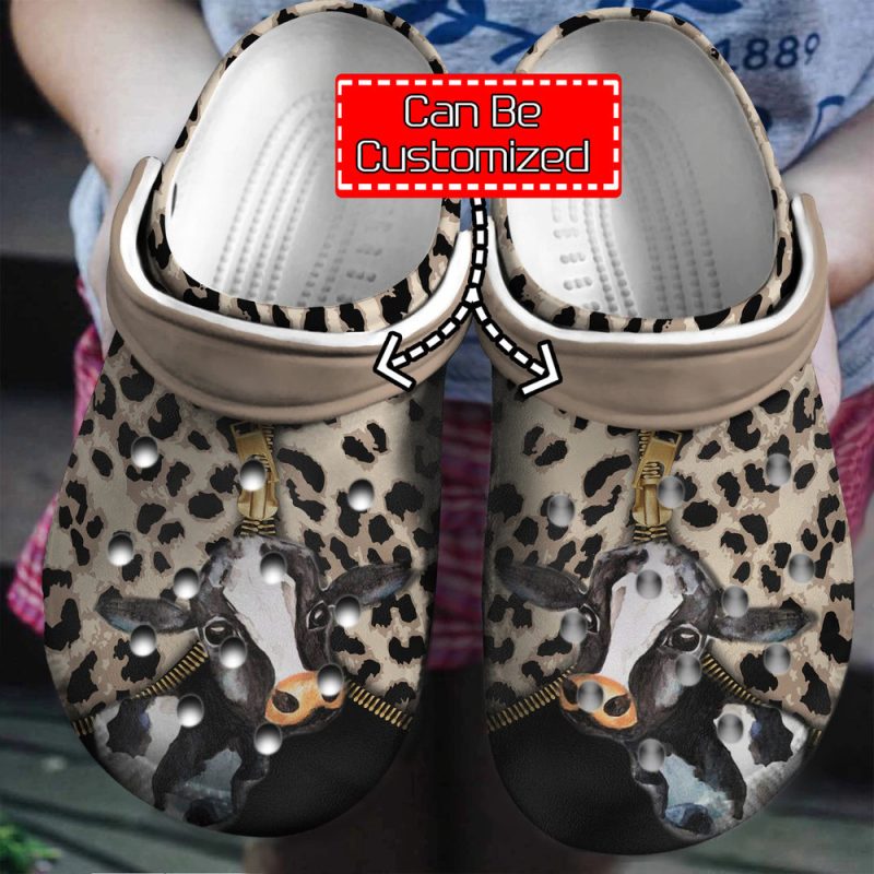 Animal – Personalized Cow Leopard Pattern Clog Shoes For Men And Women