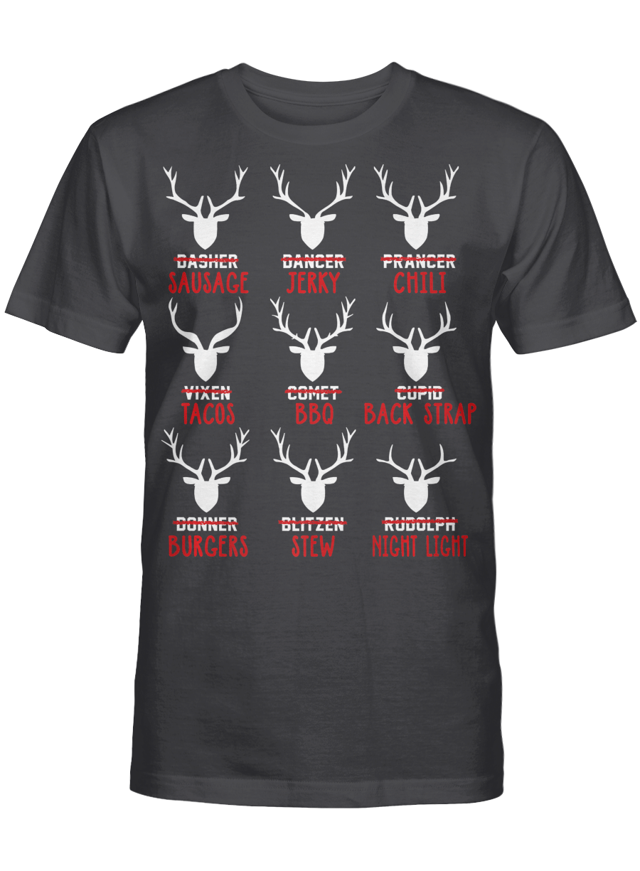 AmazeStyleZ Santa’s Reindeer, Ugly Christmas Sweater, Christmas Gift Ideas, Christmas TreeHunters All of Santa’s Reindeer T-Shirt Funny Santa Deer