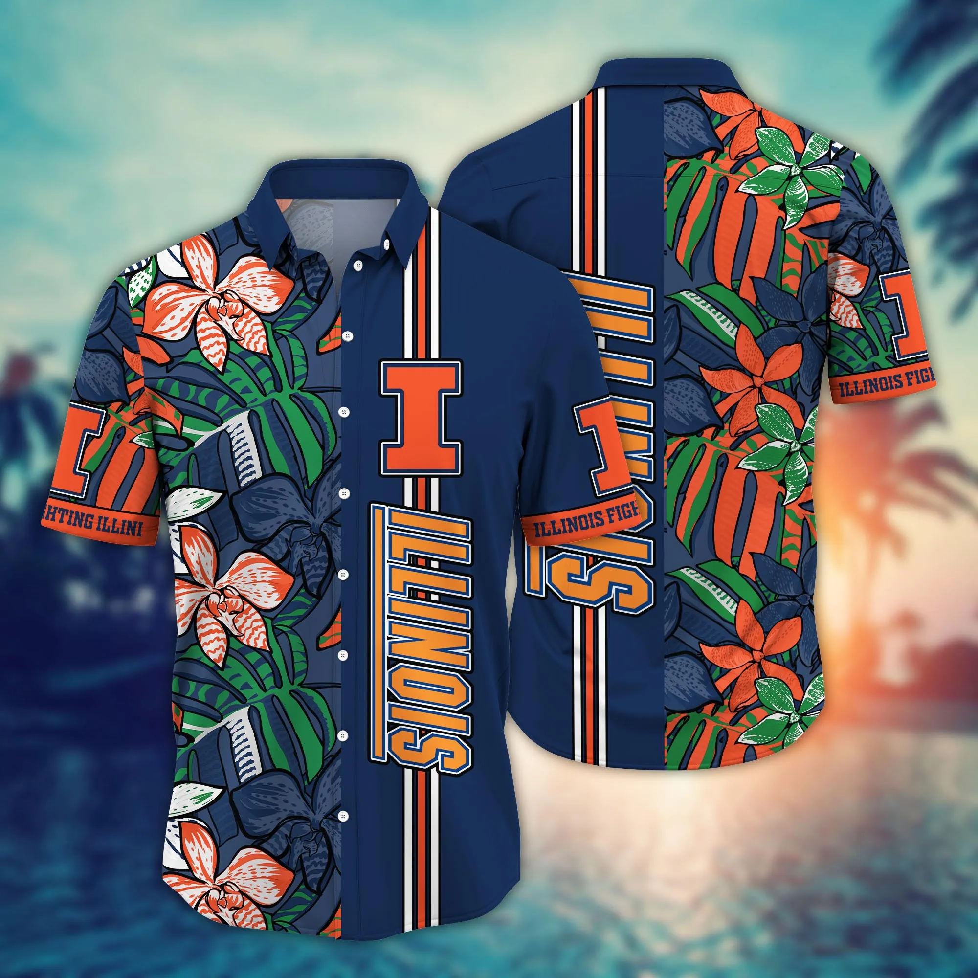 Illinois Fighting Illini NCAA Hawaiian Shirt Sun-Up Aloha Shirt