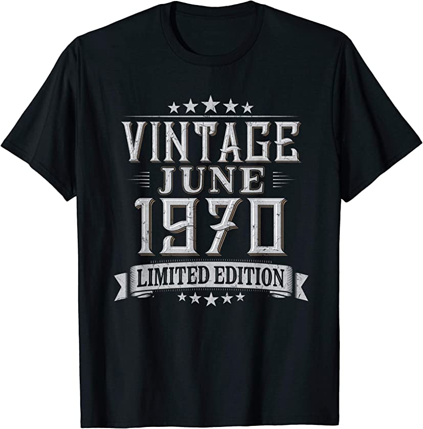 50th Birthday Gift Vintage June 1970 50 Years Old T-Shirt