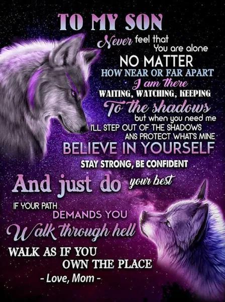 To My Son Never Feel That You Are Alone Mom Purple Wolves Galaxy Premium Fleece Blanket Gift For Son From Mom Home Decor Bedding Couch Sofa Soft And Comfy Cozy