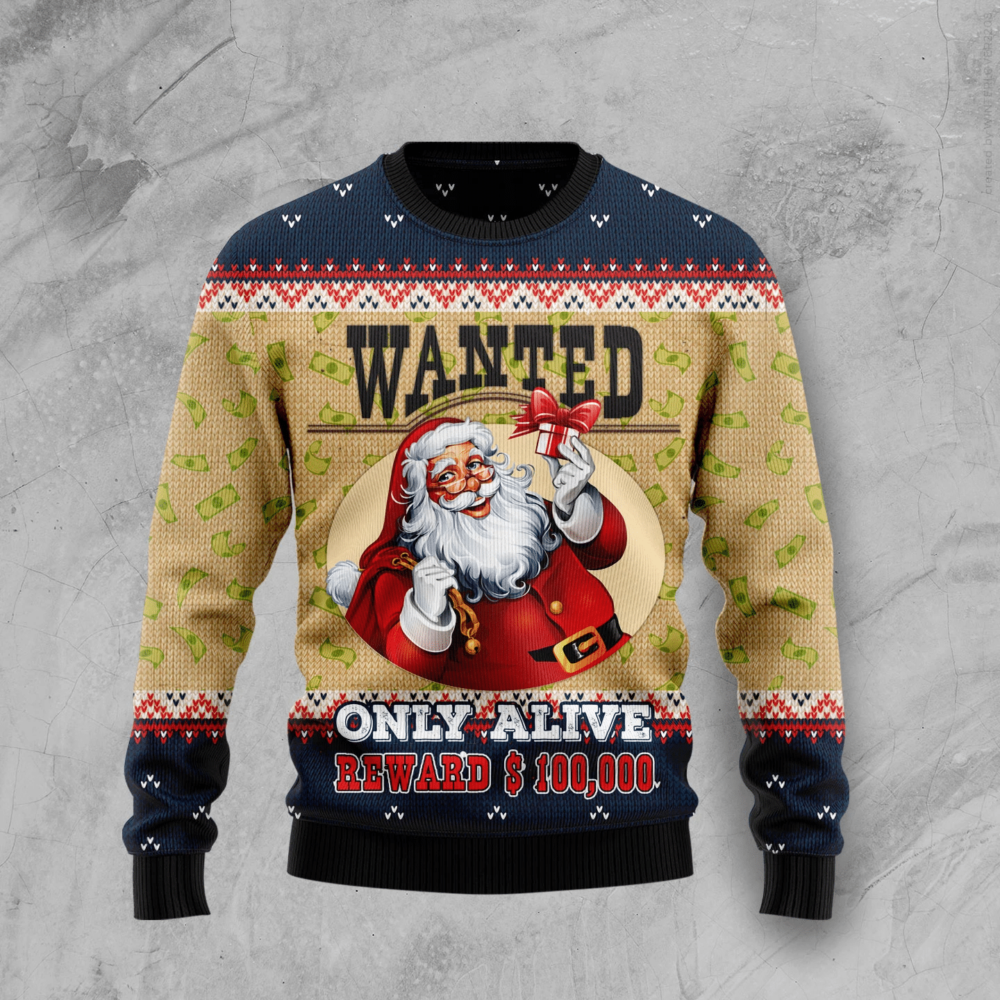 Satan Claus Wanted Only Alive Christmas Ugly Sweater