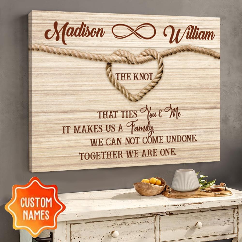 [ Personalized names] The Knot Horizontal Canvas – Gift for couple