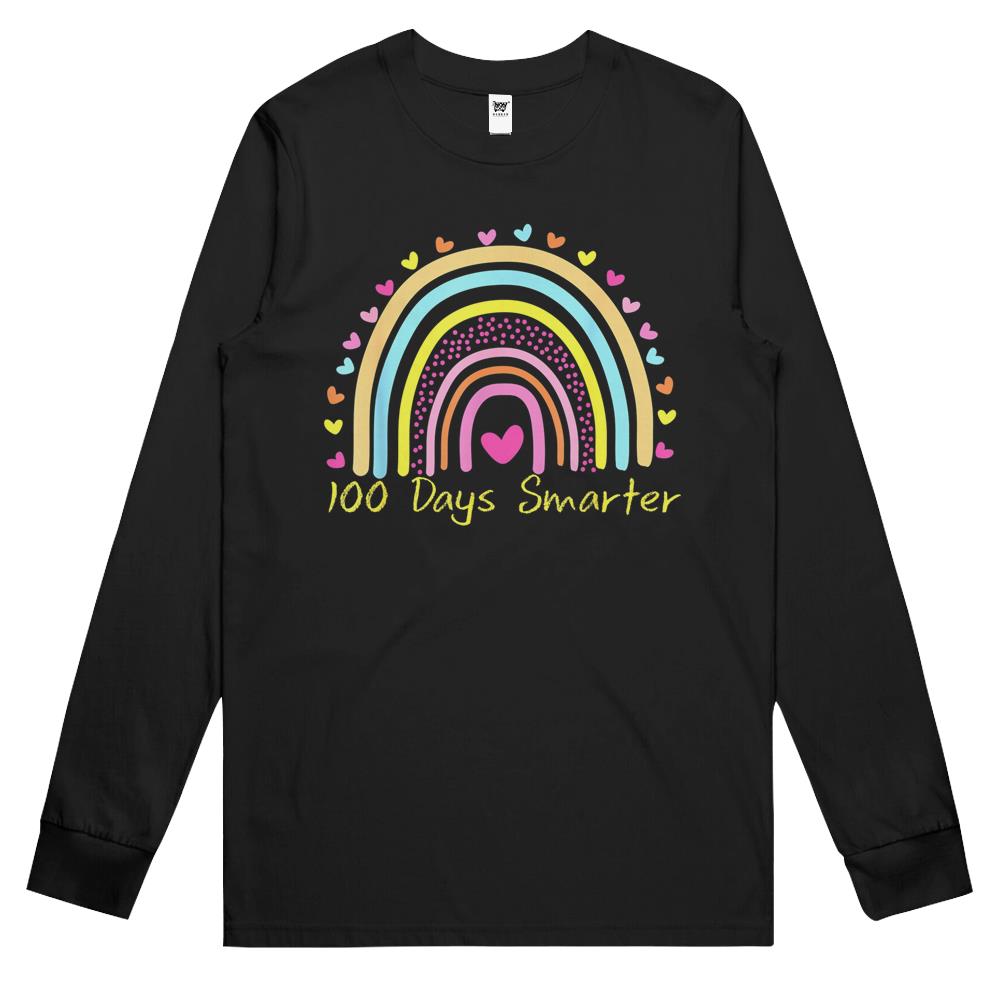 100Th Day Of School Teacher 100 Days Smarter Rainbow Long Sleeve T Shirts