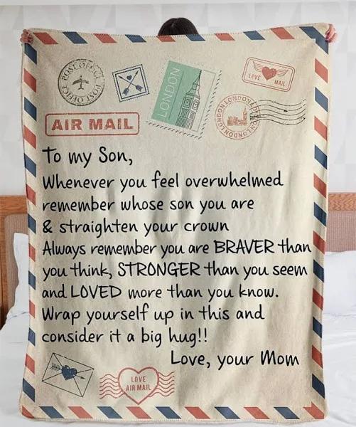 To My Son Be Brave Have Courage Love Life I Am Always With You Fleece Blanket Gift For Son Home Decor Bedding Couch Sofa Soft And Comfy Cozy