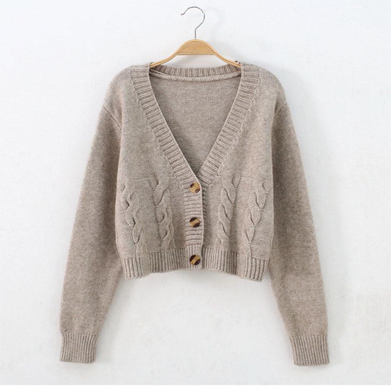 Cropped Cardigan Women’s Single Breasted Knit Sweater Coat Slimming Crop Tops V-neck Long Sleeve Cardigans Ladies Warm Sweaters alx