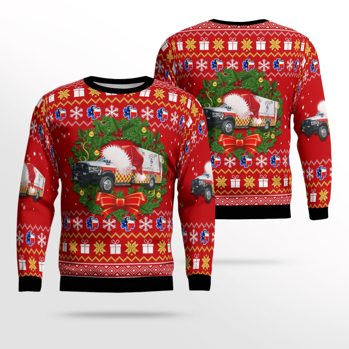 Texas, San Marcos Hays County Ems Christmas Ugly Sweater, All Over Print Sweatshirt