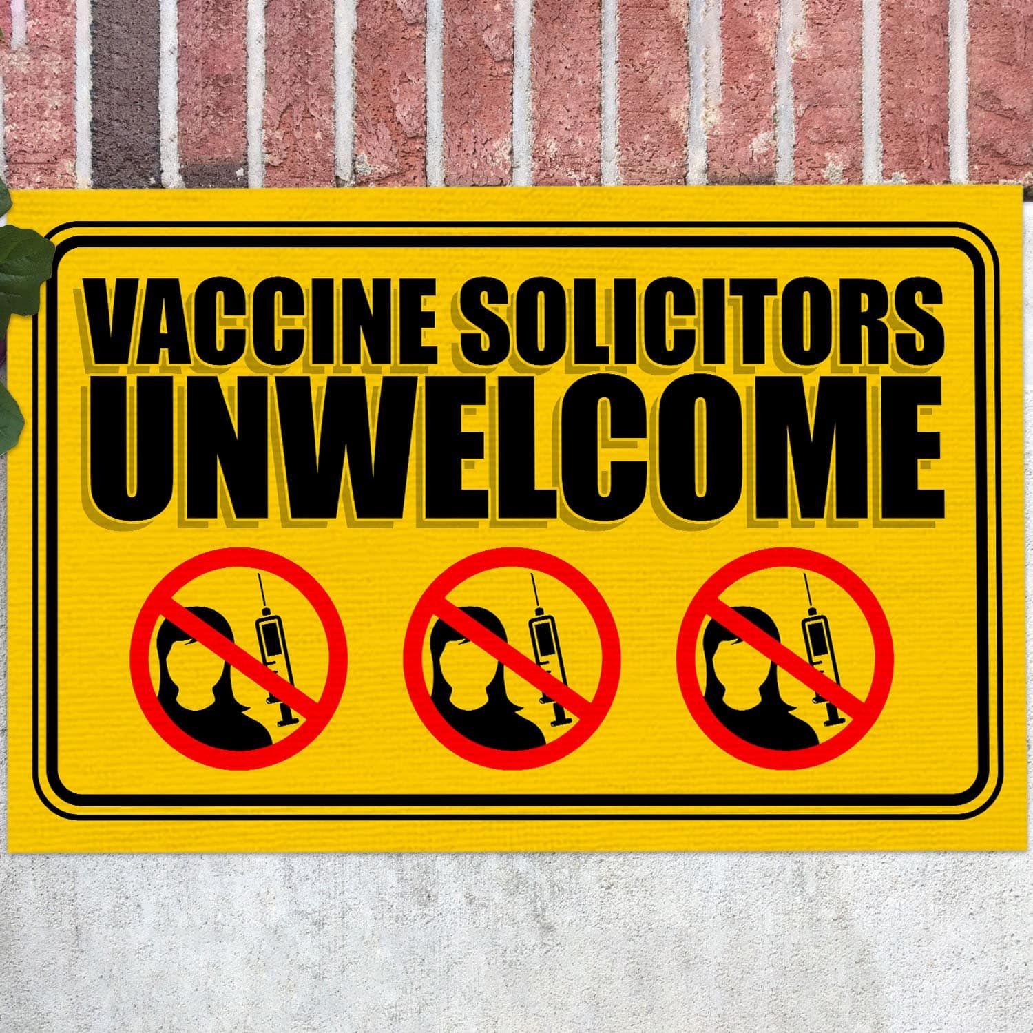 Vaccine Solicitors Unwelcome Outdoor Indoor Doormat – Anti Vaccine Door Mat – Funny Anti-Vax Entry Rug Evg43220