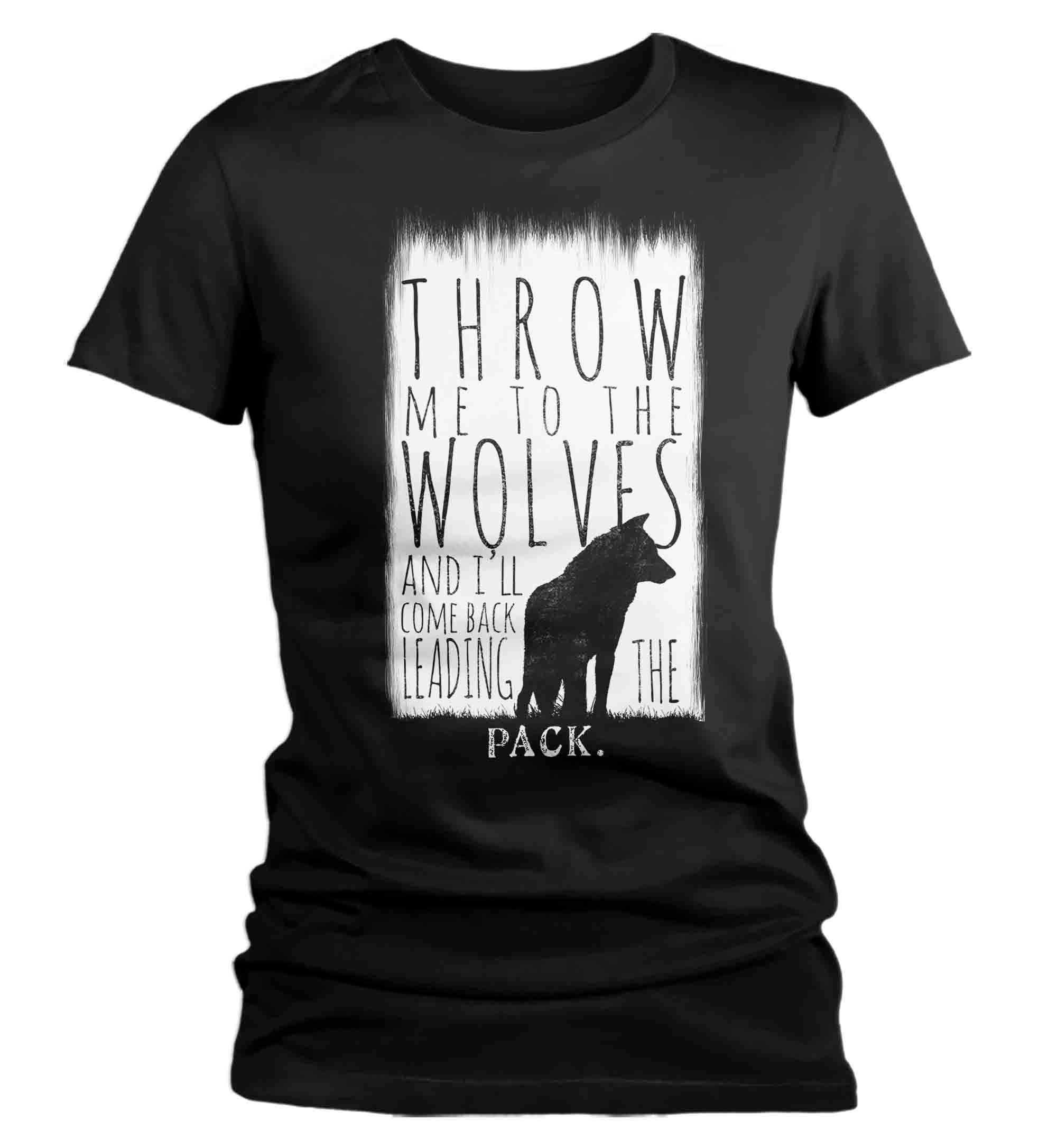 Women’S Wolf Shirt Throw Me To Wolves T Shirt Lead The Pack Inspirational Tee Wild Forest Hipster Shirt Gift Ladies Soft Graphic Grunge Tee