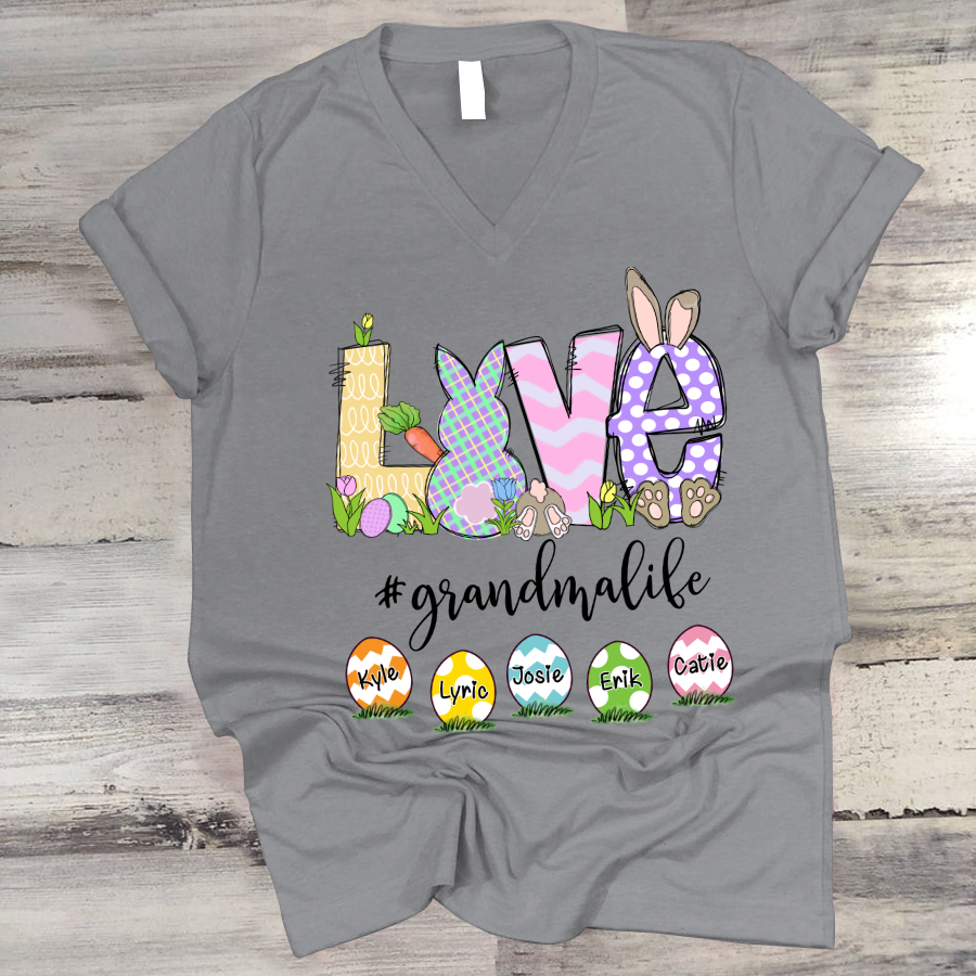 Personalized Love Grandma Easter V-Neck