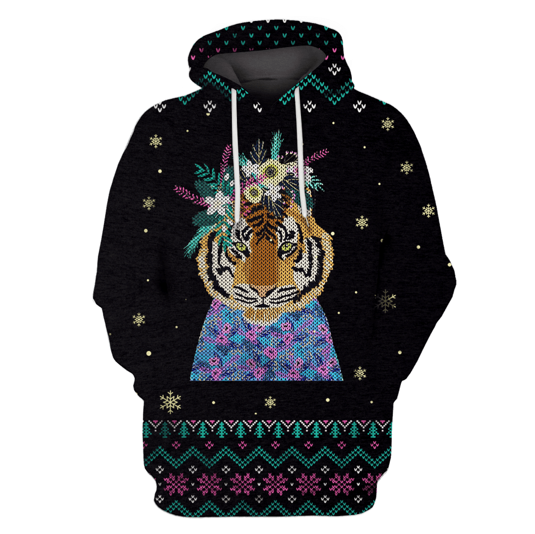 Tiger With Flowers Custom T-Shirt – Hoodies Apparel