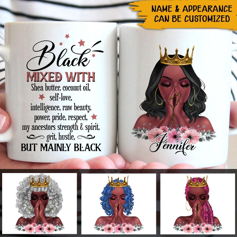 Black Woman Melanin Custom Mug Black Mixed With Personalized Gift