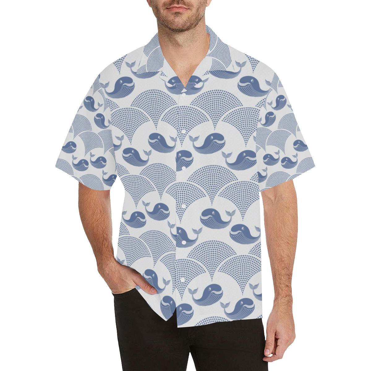 Whale Pattern Men’s All Over Print Hawaiian Shirt