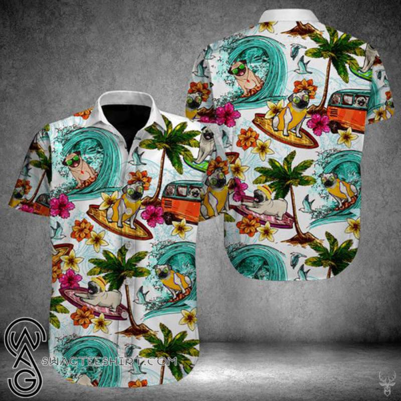 Beach hawaii pugs hawaiian shirt – Maria