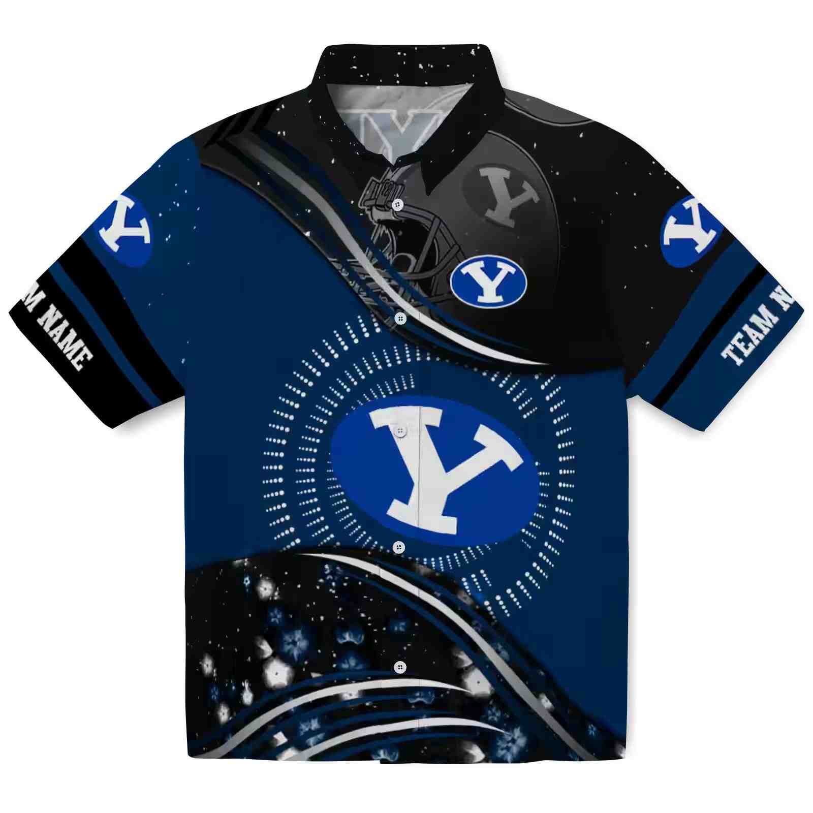 Byu Cougars Football Wave Blue Black Hawaiian Shirt