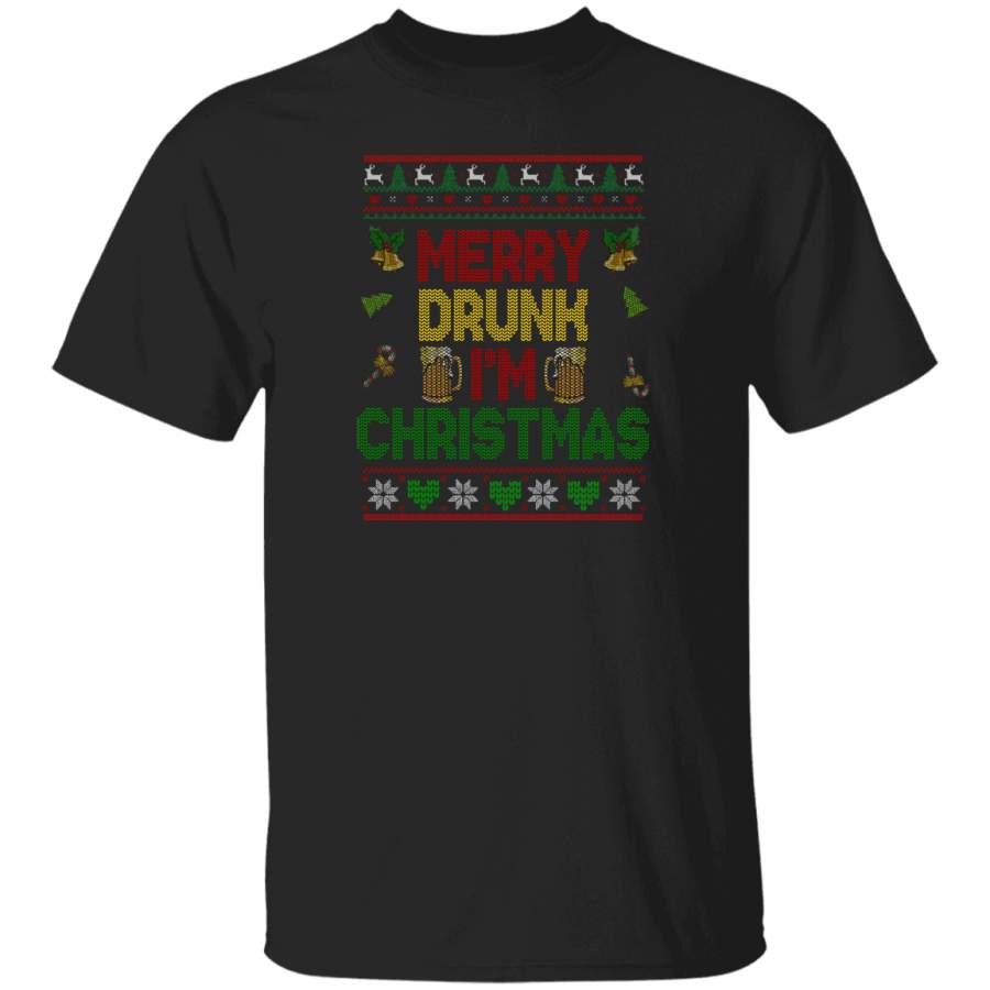 Christmas Drinking Lover Shirt Merry Drunk I’m Christmas Funny Ugly Christmas Sweater Drinking Lover Gifts Christmas T-Shirt