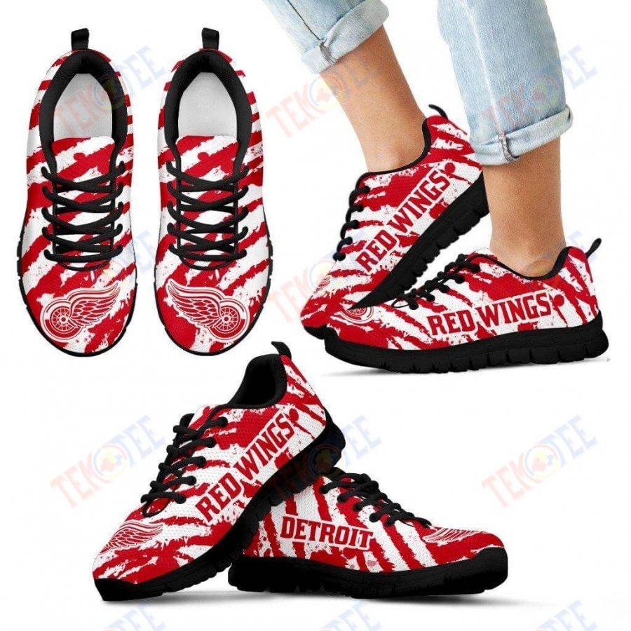 Mens Womens Detroit Red Wings Sneaker Stripes Pattern Print Sneaker Running Shoes For Men Women TDT449