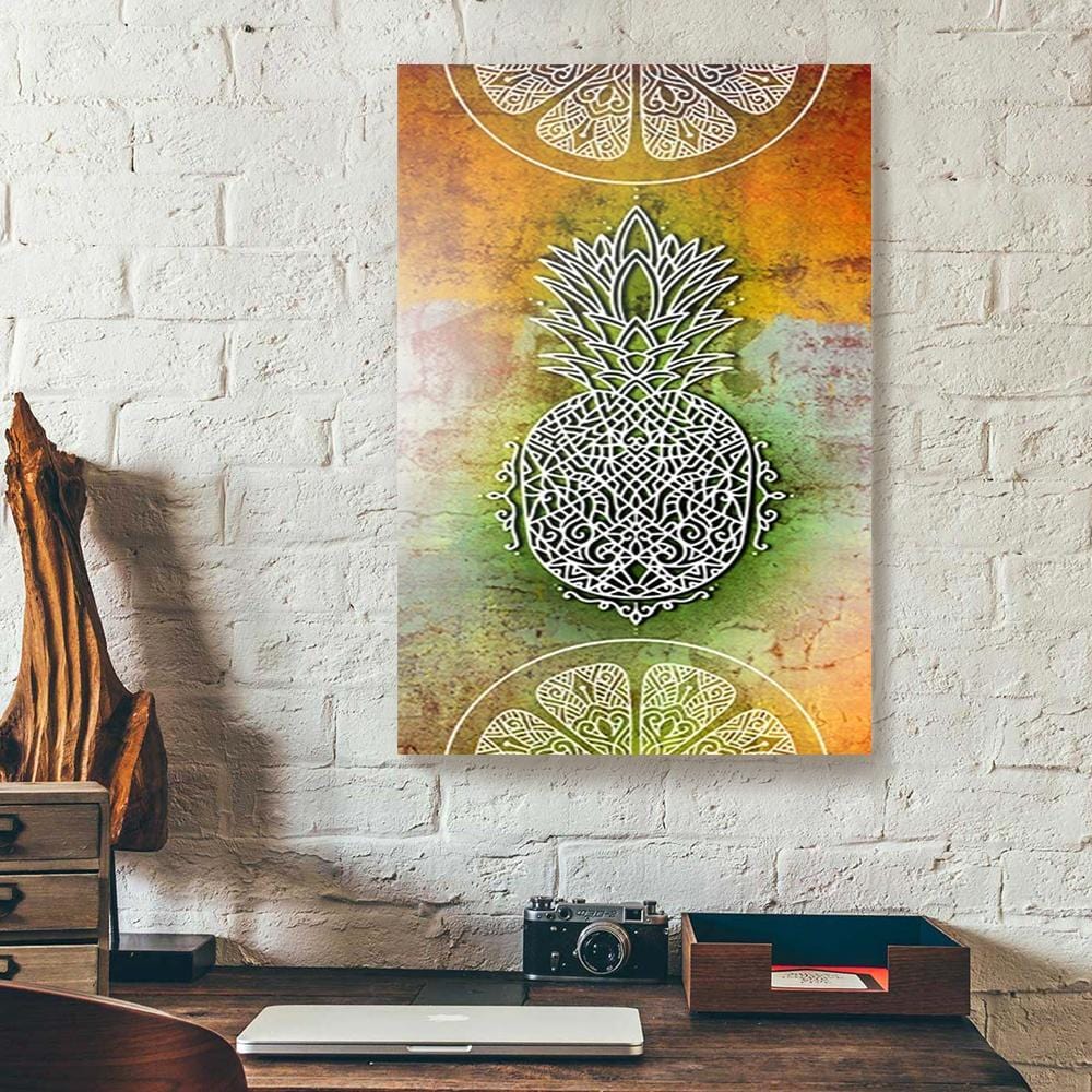 Canvas Prints Boho Pineapple Wood Frame Yoga Vertical Canvas Wall Art Home Decoration