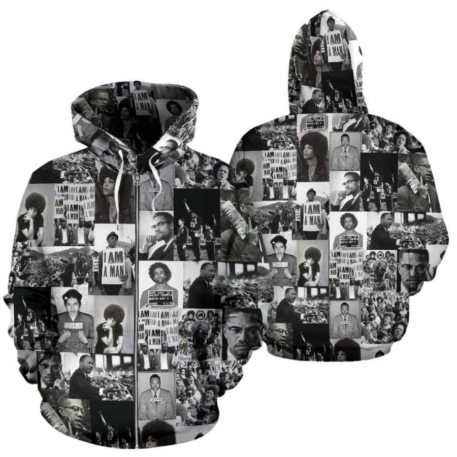 African Zip-Up Hoodie – Civil Rights Leaders Black Power Images