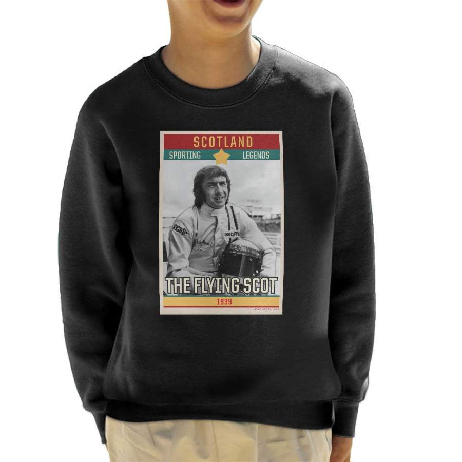 Sporting Legends Poster Scotland Jackie Stewart Formula 1 The Flying Scot 1939 Kid’s Sweatshirt