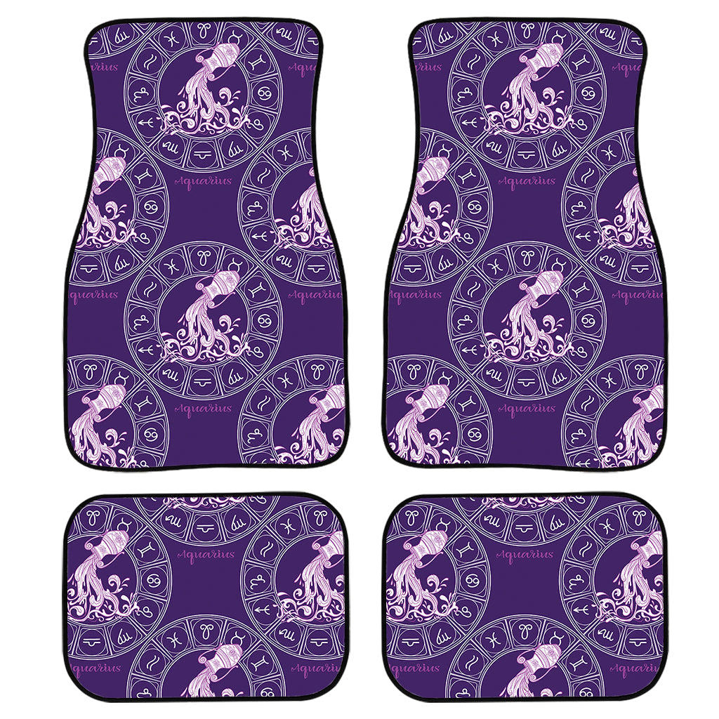 Purple Aquarius Zodiac Pattern Print Front And Back Car Floor Mats, Front Car Mat