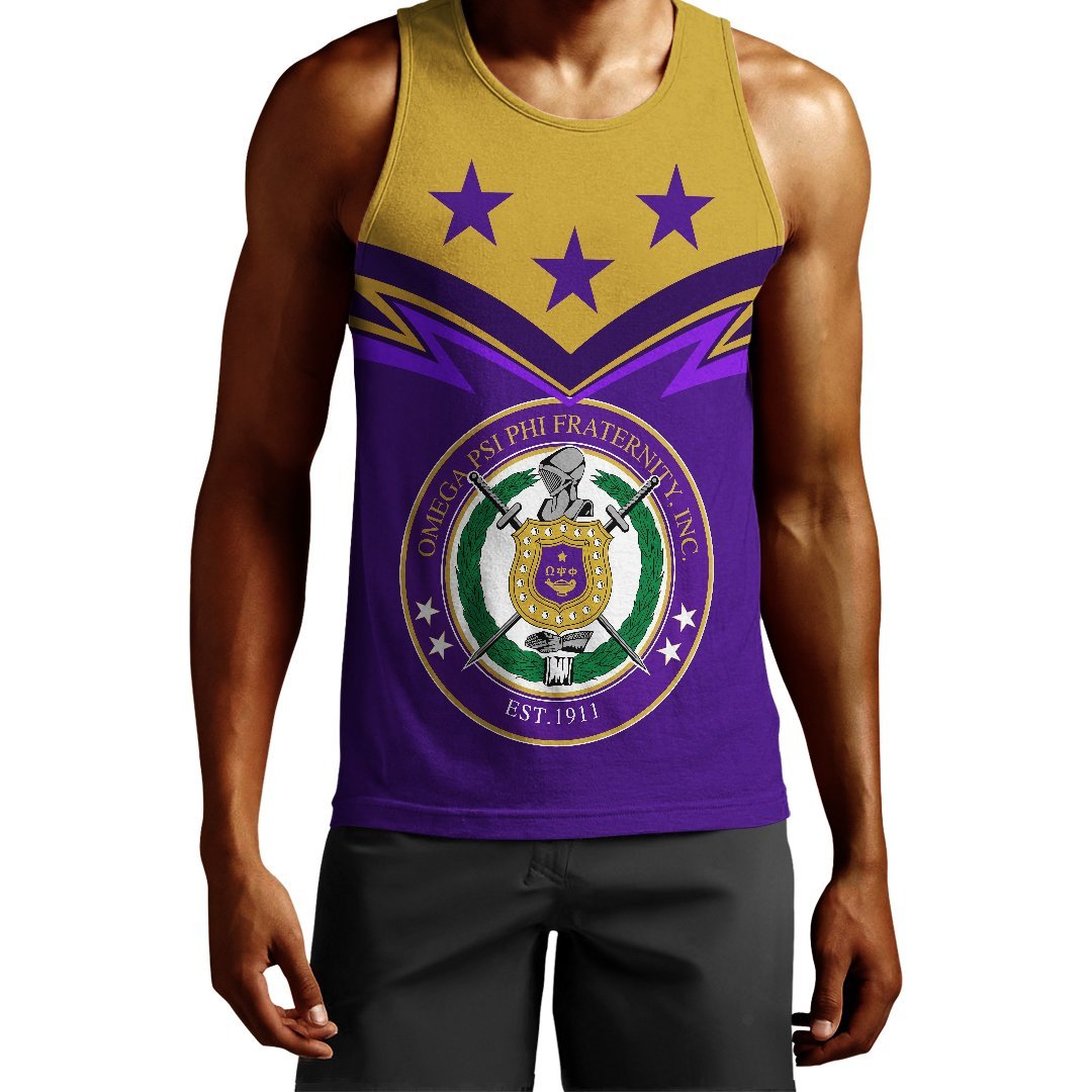 Wonderprint Tank Top Original Omega Psi Phi Fraternity Inc Men Tank Top Zig Zag Style