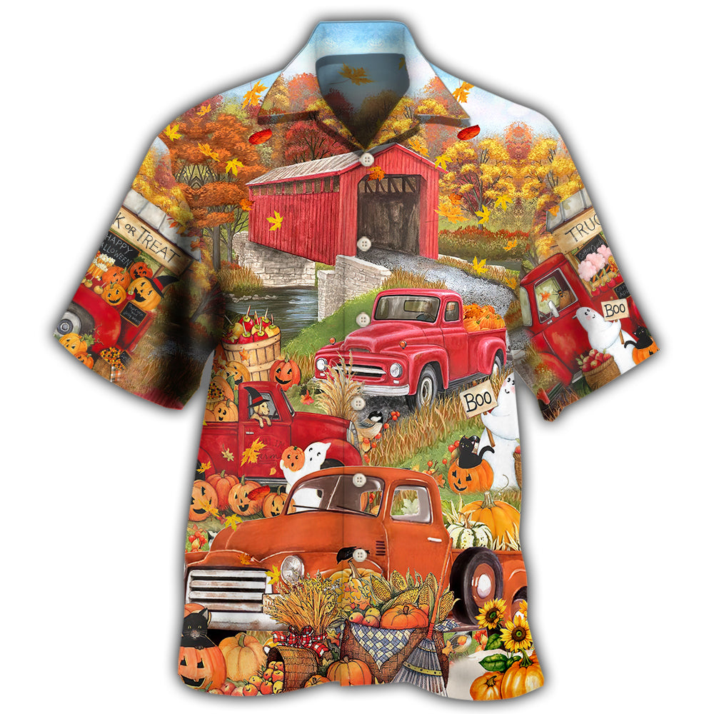 Halloween Truck With Pumpkin In Town Hawaii Shirt Ha31084