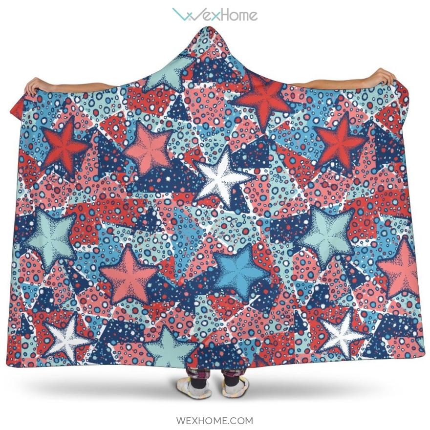 Hand Drawn Colorful Starfish Hooded Blanket