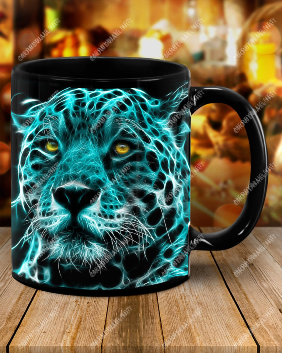 Blue Light Neon Leopard Speed Up Mugs