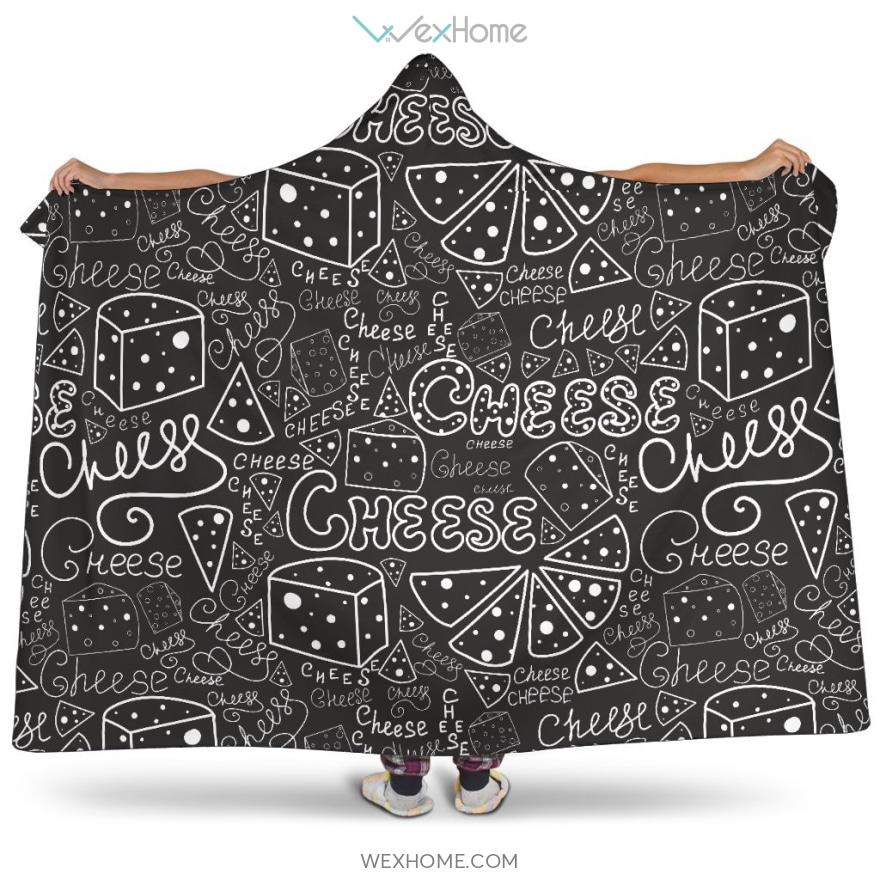 Handwritten Cheese Pattern Hooded Blanket