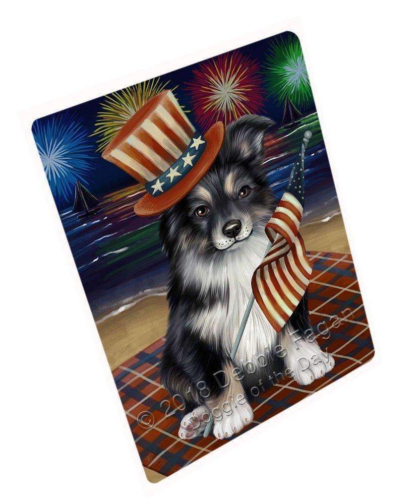 4Th Of July Firework Australian Shepherd Dog Blanket Blnkt49557