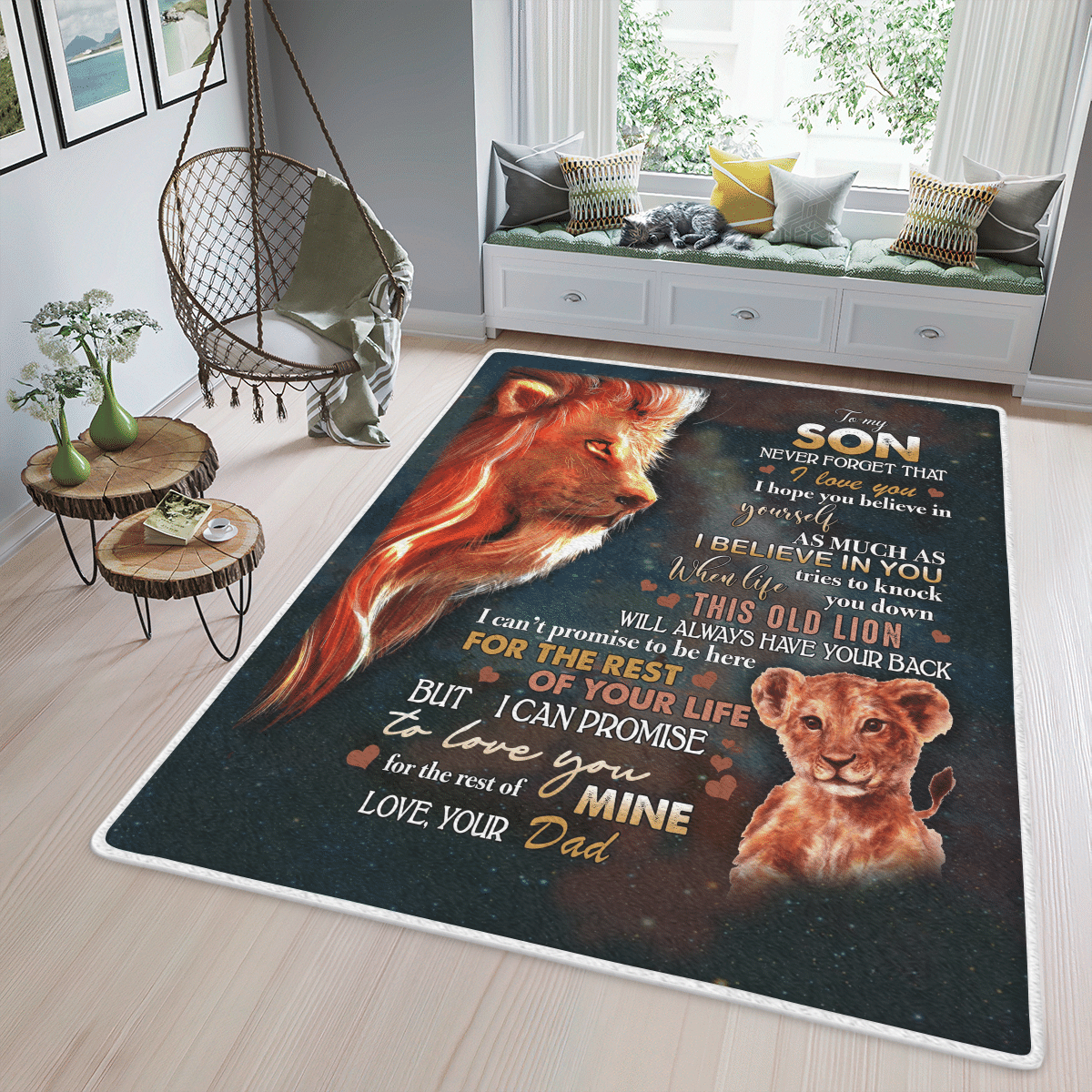 Wooni To My Son, Lion Area Rug, Rectangle Rug Wn070322193