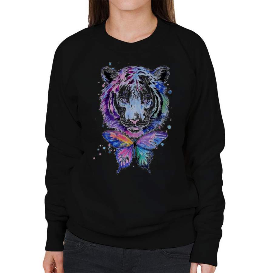 Watercolour Tiger And Butterfly Women’s Sweatshirt